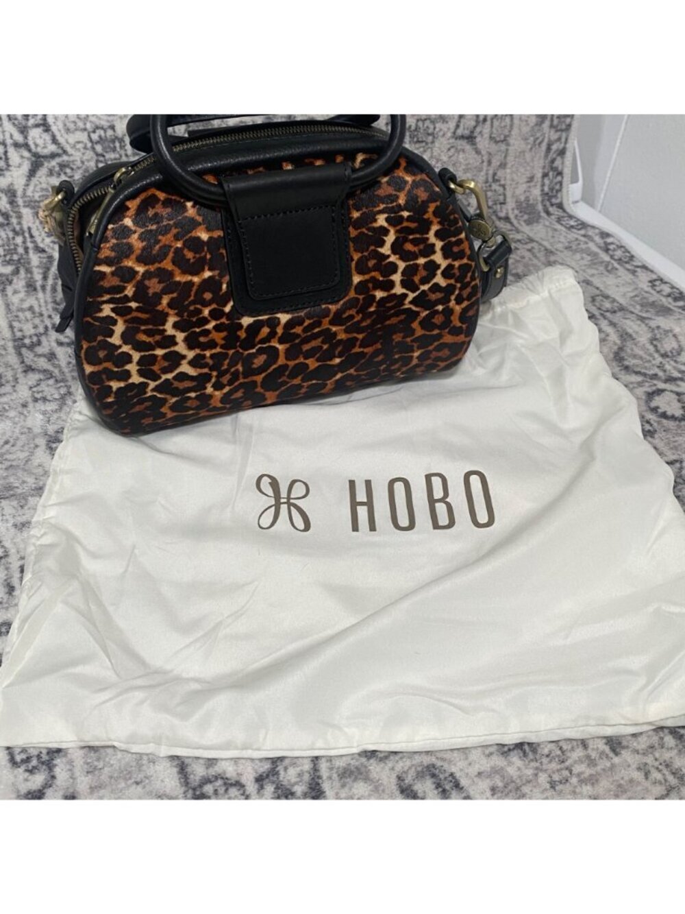 NEW HOBO Sheila Genuine Calf Hair & Leather Leopard Satchel - Picture 9 of 9